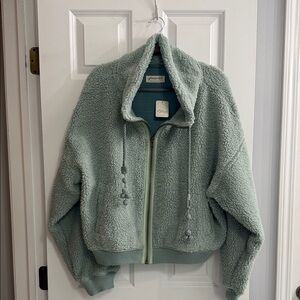 Free People Jade Ash/ Blue Green Alpine High Pile Fleece NWT